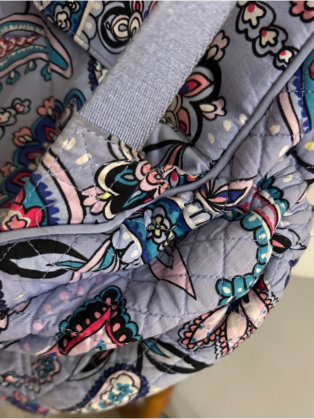 Vera Bradley Quilted Paisley Light Blue Purple Backpack Granola School Baby Bag - Picture 8 of 15